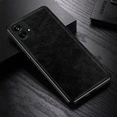 Soft Luxury Leather Snap On Case Cover S01 for Nothing Phone 1 Black
