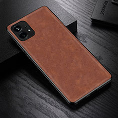 Soft Luxury Leather Snap On Case Cover S01 for Nothing Phone 1 Brown