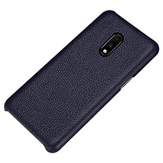 Soft Luxury Leather Snap On Case Cover S01 for OnePlus 7 Blue