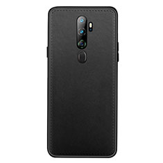 Soft Luxury Leather Snap On Case Cover S01 for Oppo A5 (2020) Black