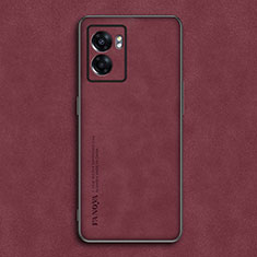 Soft Luxury Leather Snap On Case Cover S01 for Oppo A56S 5G Red