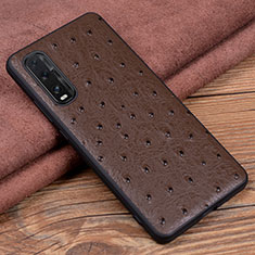 Soft Luxury Leather Snap On Case Cover S01 for Oppo Find X2 Brown