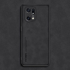 Soft Luxury Leather Snap On Case Cover S01 for Oppo Find X5 5G Black