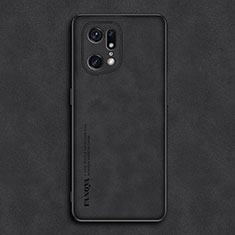 Soft Luxury Leather Snap On Case Cover S01 for Oppo Find X5 Pro 5G Black