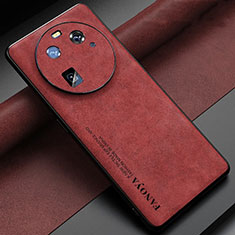 Soft Luxury Leather Snap On Case Cover S01 for Oppo Find X6 5G Red
