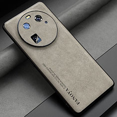 Soft Luxury Leather Snap On Case Cover S01 for Oppo Find X6 Pro 5G Gray
