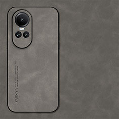 Soft Luxury Leather Snap On Case Cover S01 for Oppo Reno10 Pro 5G Gray
