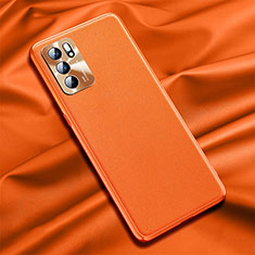 Soft Luxury Leather Snap On Case Cover S01 for Oppo Reno6 5G Orange