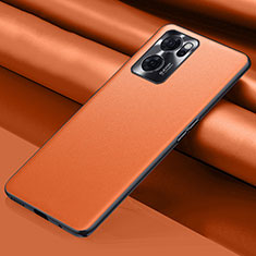 Soft Luxury Leather Snap On Case Cover S01 for Oppo Reno7 5G Orange
