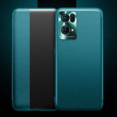 Soft Luxury Leather Snap On Case Cover S01 for Oppo Reno7 Pro 5G Cyan