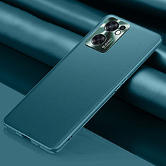 Soft Luxury Leather Snap On Case Cover S01 for Oppo Reno7 SE 5G Cyan