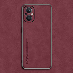 Soft Luxury Leather Snap On Case Cover S01 for Oppo Reno8 Lite 5G Red