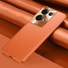 Soft Luxury Leather Snap On Case Cover S01 for Oppo Reno8 Pro 5G Orange