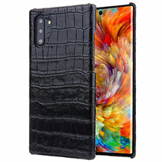 Soft Luxury Leather Snap On Case Cover S01 for Samsung Galaxy Note 10 Plus 5G Black