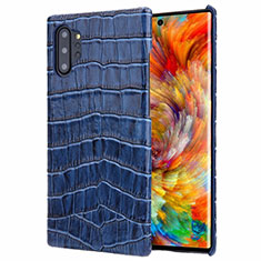 Soft Luxury Leather Snap On Case Cover S01 for Samsung Galaxy Note 10 Plus 5G Blue
