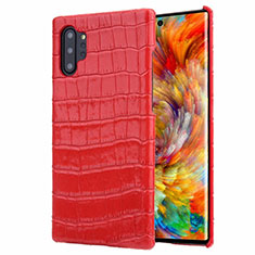 Soft Luxury Leather Snap On Case Cover S01 for Samsung Galaxy Note 10 Plus 5G Red