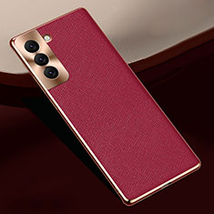 Soft Luxury Leather Snap On Case Cover S01 for Samsung Galaxy S22 Plus 5G Red