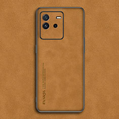 Soft Luxury Leather Snap On Case Cover S01 for Vivo iQOO Neo6 5G Orange