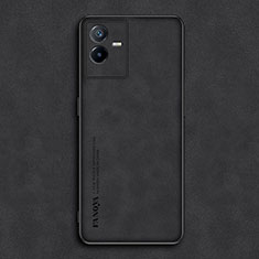 Soft Luxury Leather Snap On Case Cover S01 for Vivo iQOO Z6x Black