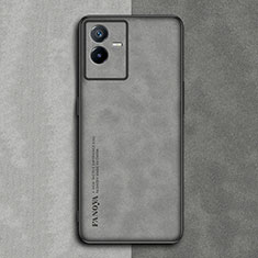 Soft Luxury Leather Snap On Case Cover S01 for Vivo iQOO Z6x Gray