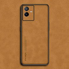 Soft Luxury Leather Snap On Case Cover S01 for Vivo iQOO Z6x Orange