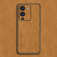 Soft Luxury Leather Snap On Case Cover S01 for Vivo V25 Pro 5G Orange