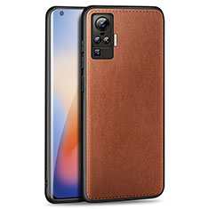 Soft Luxury Leather Snap On Case Cover S01 for Vivo X51 5G Brown