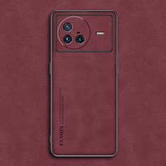Soft Luxury Leather Snap On Case Cover S01 for Vivo X80 5G Red