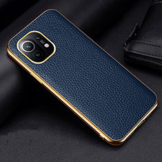 Soft Luxury Leather Snap On Case Cover S01 for Xiaomi Mi 11 5G Blue