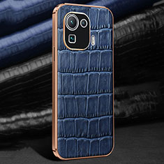Soft Luxury Leather Snap On Case Cover S01 for Xiaomi Mi 11 Pro 5G Blue