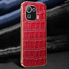 Soft Luxury Leather Snap On Case Cover S01 for Xiaomi Mi 11 Pro 5G Red