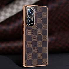Soft Luxury Leather Snap On Case Cover S01 for Xiaomi Mi 12S Pro 5G Brown