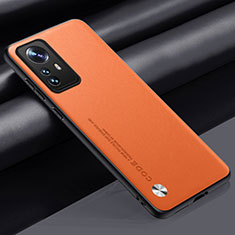 Soft Luxury Leather Snap On Case Cover S01 for Xiaomi Mi 12T Pro 5G Orange