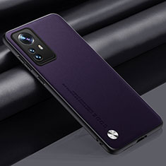 Soft Luxury Leather Snap On Case Cover S01 for Xiaomi Mi 12T Pro 5G Purple