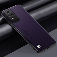 Soft Luxury Leather Snap On Case Cover S01 for Xiaomi Poco F4 5G Purple