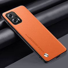 Soft Luxury Leather Snap On Case Cover S01 for Xiaomi Poco X4 GT 5G Orange