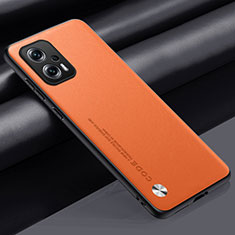 Soft Luxury Leather Snap On Case Cover S01 for Xiaomi Redmi Note 11T Pro 5G Orange