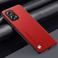 Soft Luxury Leather Snap On Case Cover S01 for Xiaomi Redmi Note 11T Pro+ Plus 5G Red