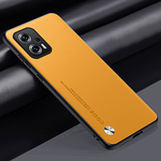 Soft Luxury Leather Snap On Case Cover S01 for Xiaomi Redmi Note 11T Pro+ Plus 5G Yellow