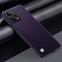 Soft Luxury Leather Snap On Case Cover S01 for Xiaomi Redmi Note 12 5G Purple