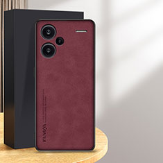 Soft Luxury Leather Snap On Case Cover S01 for Xiaomi Redmi Note 13 Pro+ Plus 5G Red