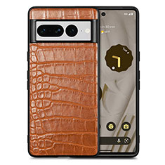 Soft Luxury Leather Snap On Case Cover S01D for Google Pixel 7 Pro 5G Brown
