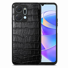 Soft Luxury Leather Snap On Case Cover S01D for Huawei Honor X7a Black