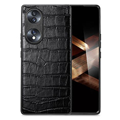 Soft Luxury Leather Snap On Case Cover S01D for Huawei Honor X7b Black