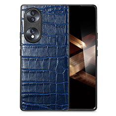 Soft Luxury Leather Snap On Case Cover S01D for Huawei Honor X7b Blue