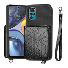 Soft Luxury Leather Snap On Case Cover S01D for Motorola Moto G22 Black
