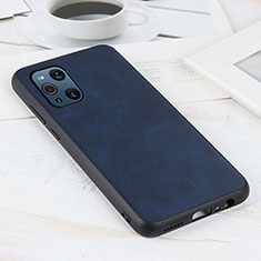 Soft Luxury Leather Snap On Case Cover S01D for Oppo Find X3 5G Blue