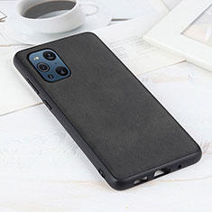 Soft Luxury Leather Snap On Case Cover S01D for Oppo Find X3 Pro 5G Black