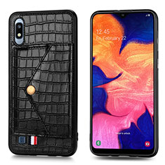 Soft Luxury Leather Snap On Case Cover S01D for Samsung Galaxy A10 Black