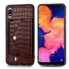 Soft Luxury Leather Snap On Case Cover S01D for Samsung Galaxy A10 Brown